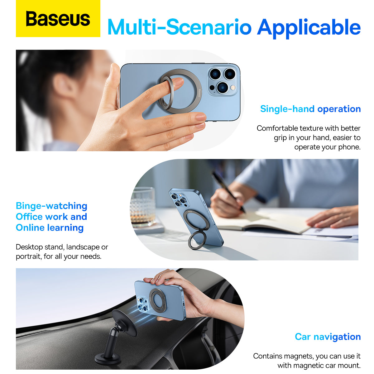 Baseus Halo Series Foldable Metal Ring Stand Single - Saif Al Najmi Kw