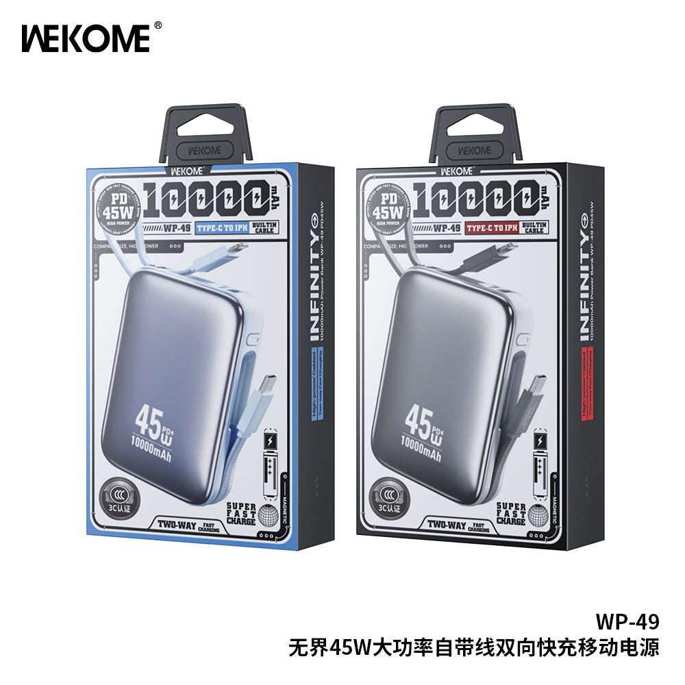 WEKOME WP-49 10000mAh Power Bank – 45W Fast Charging with 4 Output Ports