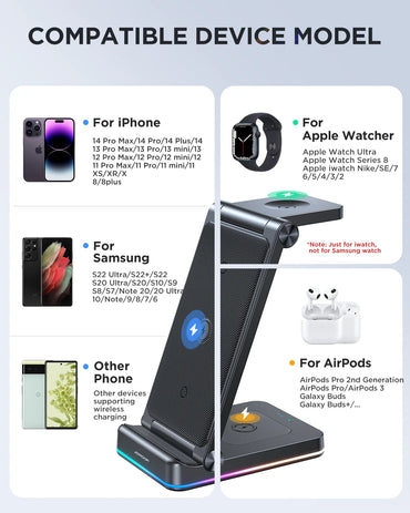 Joyroom JR-WQN01 3-in-1 Foldable Wireless Charging Station - Saif Al Najmi Kw
