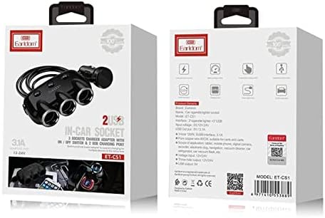 Earldom ES-CS1 Car Socket Charger , Splitter, 2xUSB (F) , 3×12/24V - Saif Al Najmi Kw
