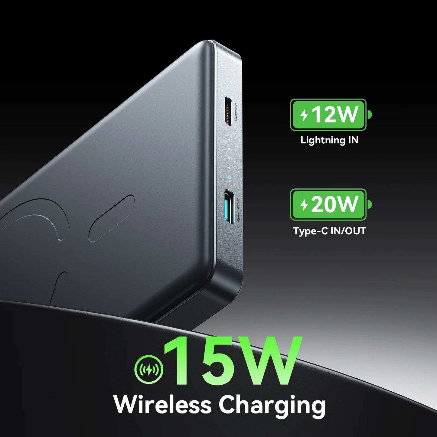 Joyroom JR-PBM08 Pro 10000mAh Ultra-Slim Magnetic Wireless Power Bank – 20W, Space Grey