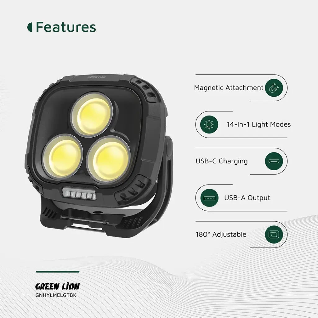 1000lm Hyper Lume Working Light Portable LED Green Lion - Black - Saif Al Najmi KwLED LightGreen LionSaif Al Najmi Kw1000lm Hyper Lume Working Light Portable LED Green Lion - Black