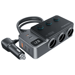 120W Car Charger Porodo Triple - Port Lighter Socket Fast Charging - Dark Gray - Saif Al Najmi KwCar ChargersPorodoSaif Al Najmi Kw120W Car Charger Porodo Triple - Port Lighter Socket Fast Charging - Dark Gray