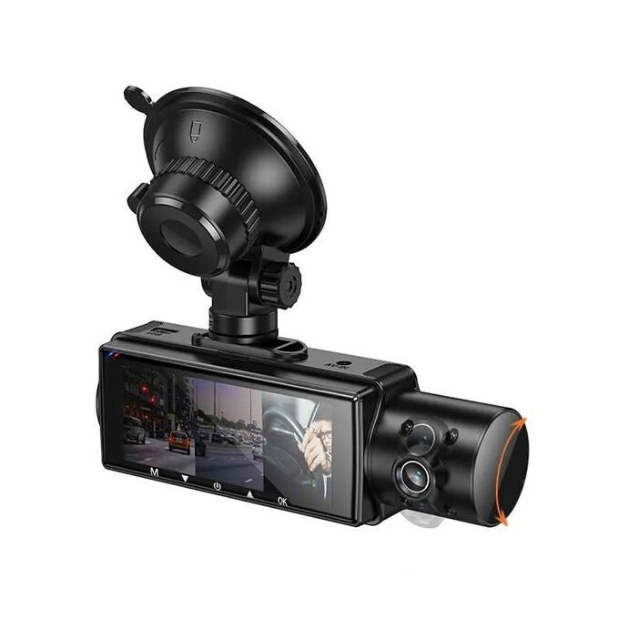 HOCO DI61 Mundial 3-Screen WiFi Driving Recorder – Dash Cam with Simultaneous Display