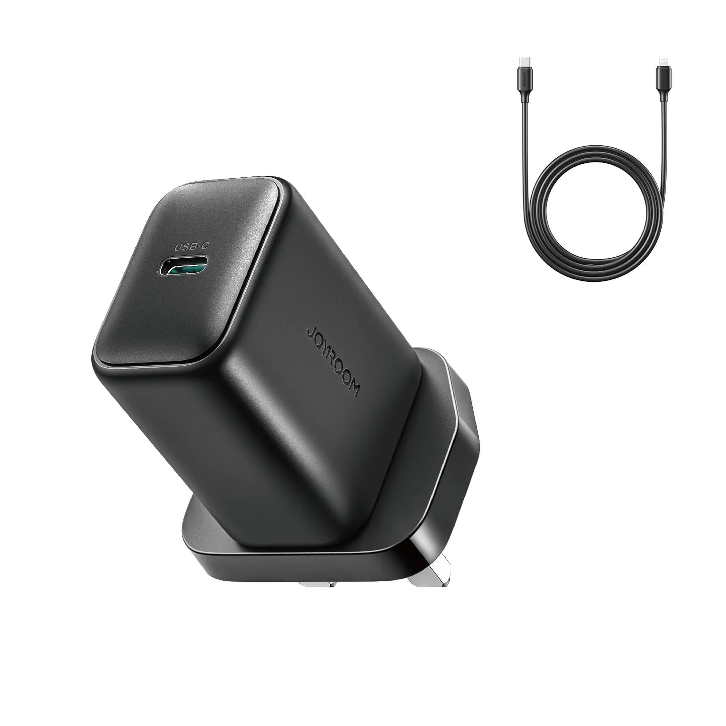 Joyroom 25W Fast Charger with USB-C to C Cable (1m) – UK Plug, Black (JR-TCF23)