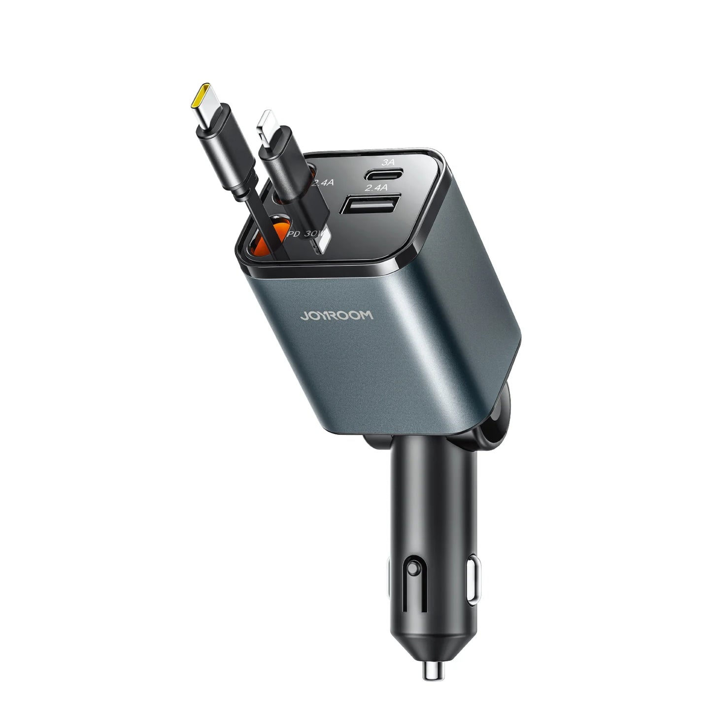 Joyroom JR-CCL05 30W 4-in-1 Retractable Cable Car Charger – Black