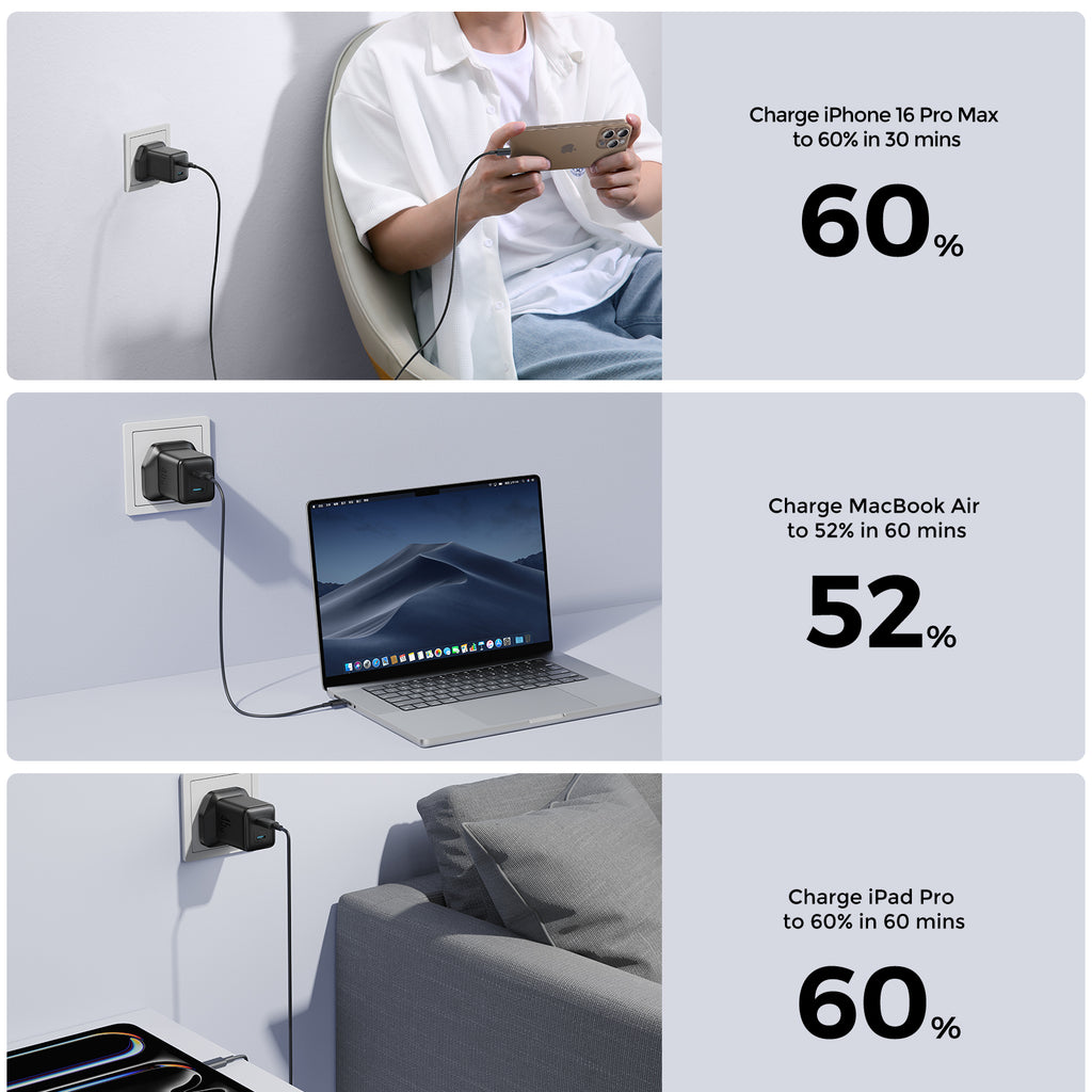 Joyroom JR-TCG17 45W Dual-Port USB-C PD Charger – EU/UK (Black)