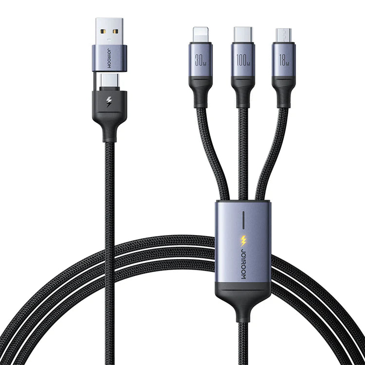 Joyroom 100W 6-in-1 Fast Charging Cable - Micro, Type-C, Lightning, Black - Saif Al Najmi Kw