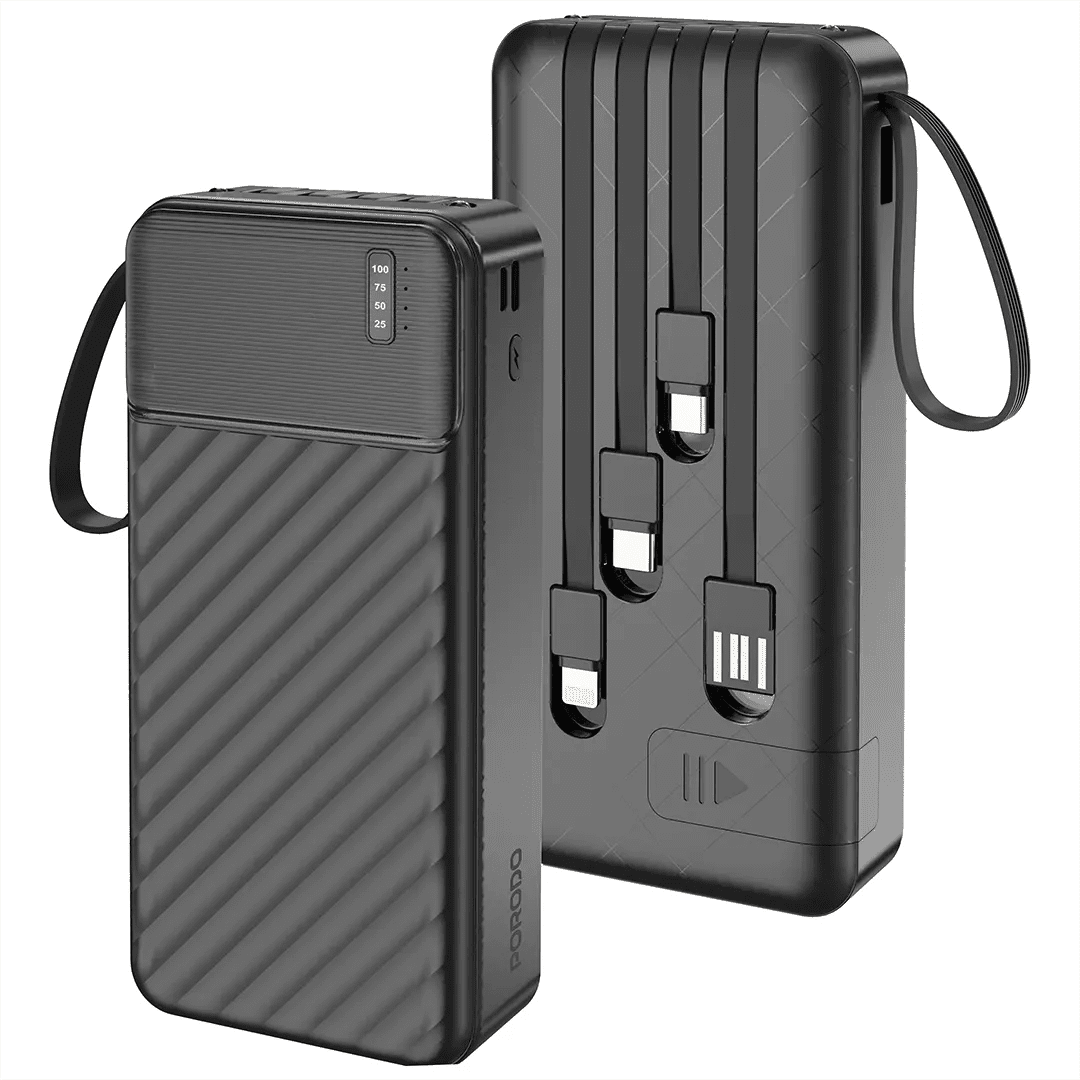 20,000mAh Power Bank Porodo Piano Built - in Cables Fast Charging - Black - Saif Al Najmi KwPower BanksPorodoSaif Al Najmi Kw20,000mAh Power Bank Porodo Piano Built - in Cables Fast Charging - Black