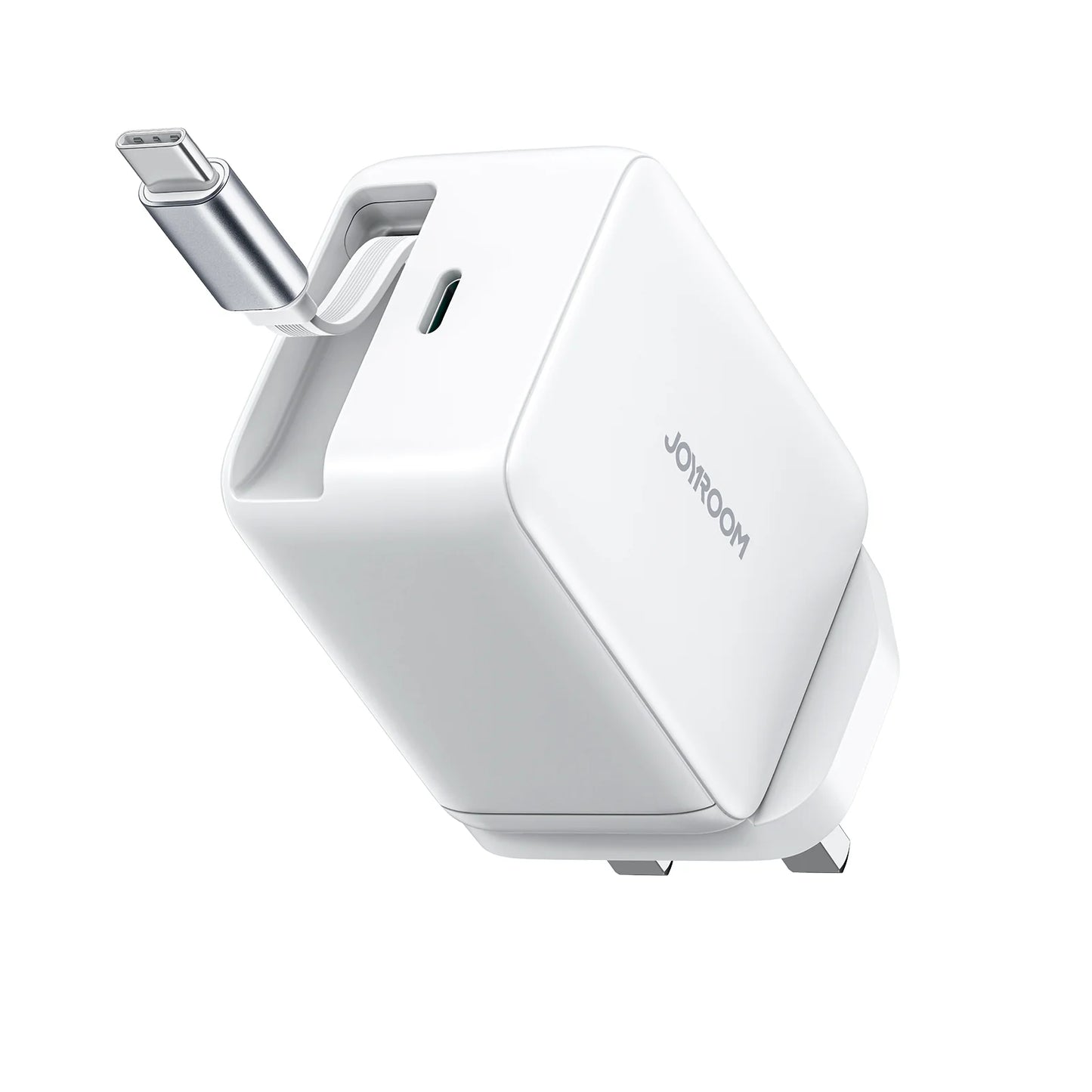 Joyroom 67W GaN Fast Charger with Retractable Cable – UK Plug, White (JR-TCL06)