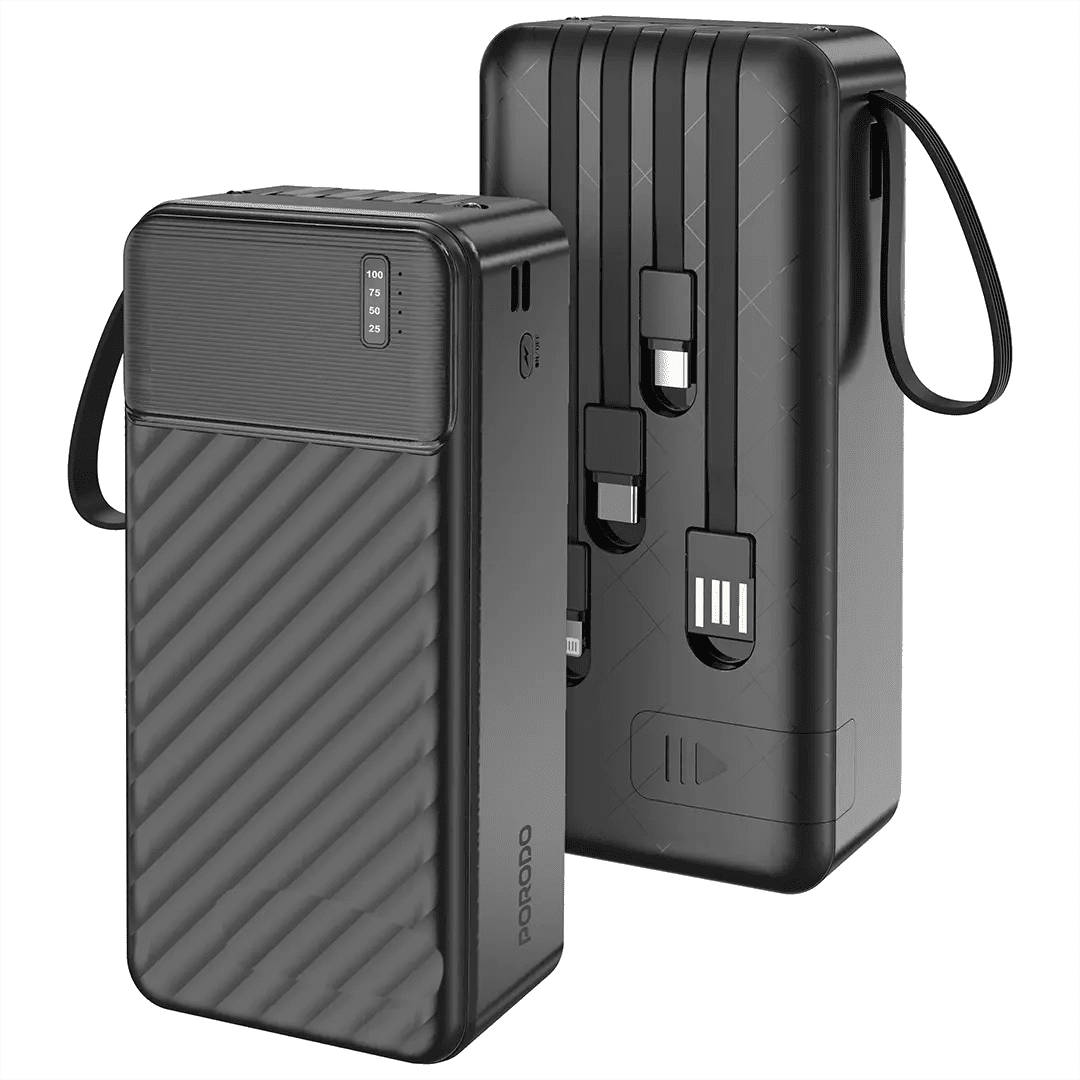 30000mAh Piano Power Bank Built - in Cables 22.5W Fast Charge Porodo - Black - Saif Al Najmi KwPower BanksPorodoSaif Al Najmi Kw30000mAh Piano Power Bank Built - in Cables 22.5W Fast Charge Porodo - Black