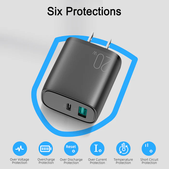 L-QP2011 20W Dual-Port (QC3.0+PD) Fast Charger - Saif Al Najmi Kw