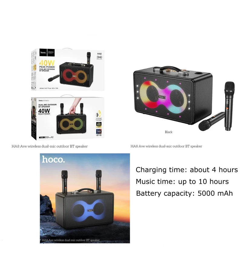 Hoco HA8 Ave Wireless Karaoke Speaker with Dual Mic