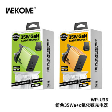 WEKOME WP-U36 GaN Charger -35W Fast Charging with USB-C and USB-A Ports - Saif Al Najmi Kw