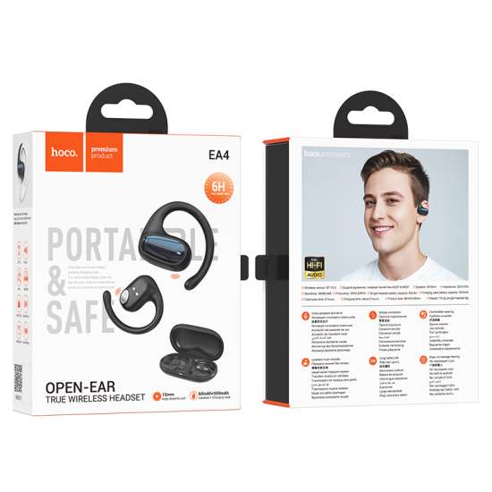 Hoco EA4 Cloud open true wireless sleep BT headset - black - Saif Al Najmi Kw