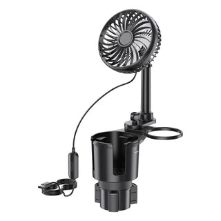 Green Lion Drive Fan Duo 2-In-1 Cup Holder with Car Fan - Black