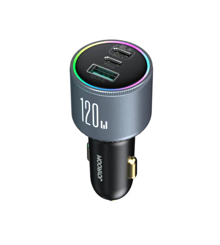 Joyroom 120W Triple Port Car Charger – 2PD + QC3.0 – Dark Gray