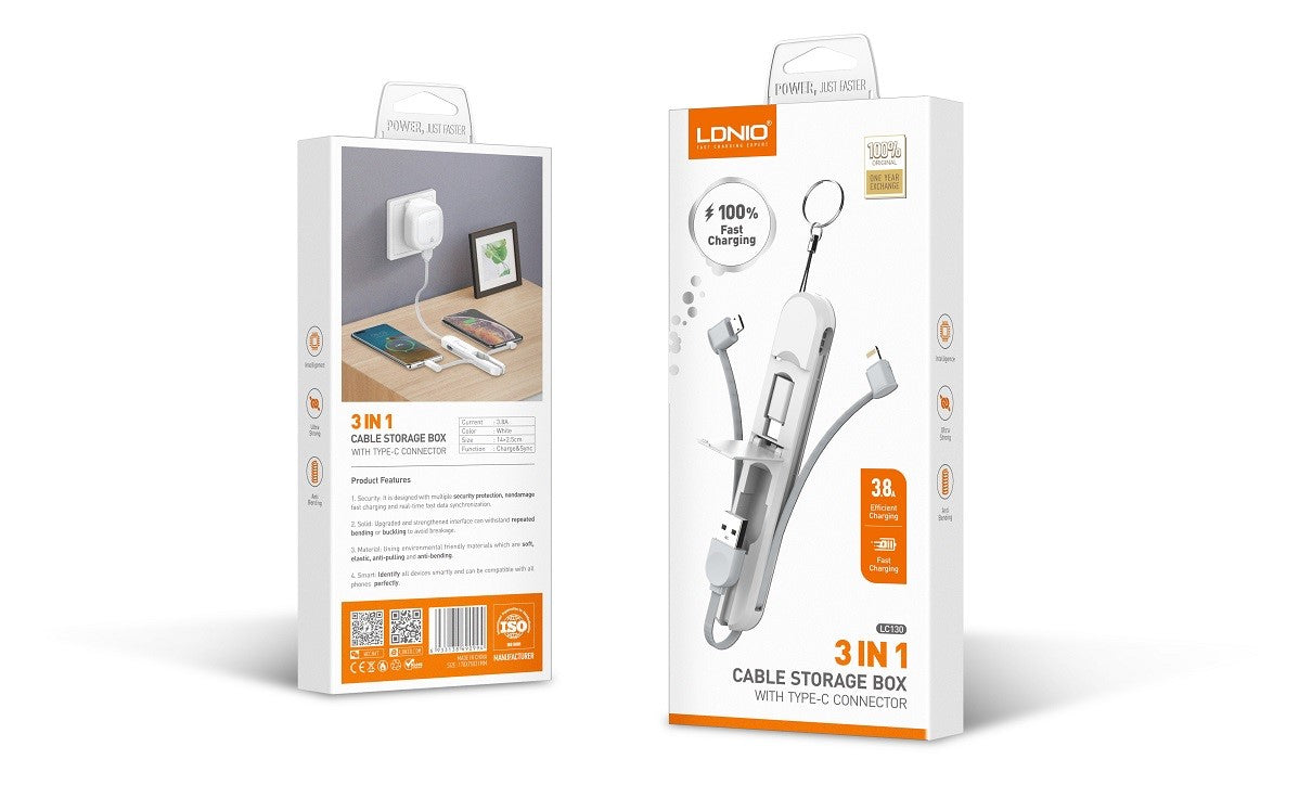 LDNIO 3 in 1 3.8A Stick Management Cable LC130 - Saif Al Najmi Kw