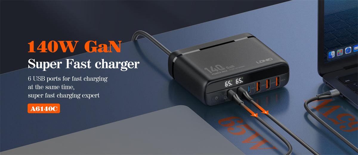 Ldnio 140W GaN Super Fast Desktop Charger A6140C - Multi-Device Charging Hub - Saif Al Najmi Kw