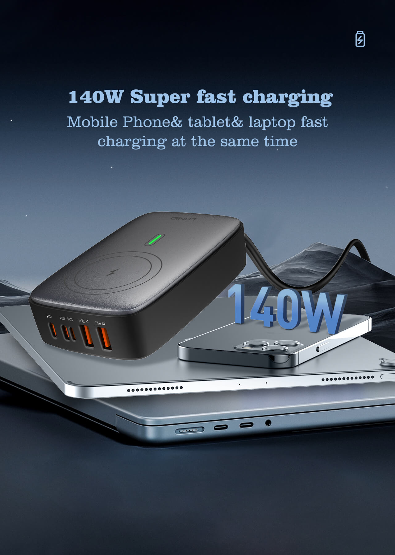 LDNIO 140W Multiport Desktop Charging Wireless Charger Q4010 - Saif Al Najmi Kw