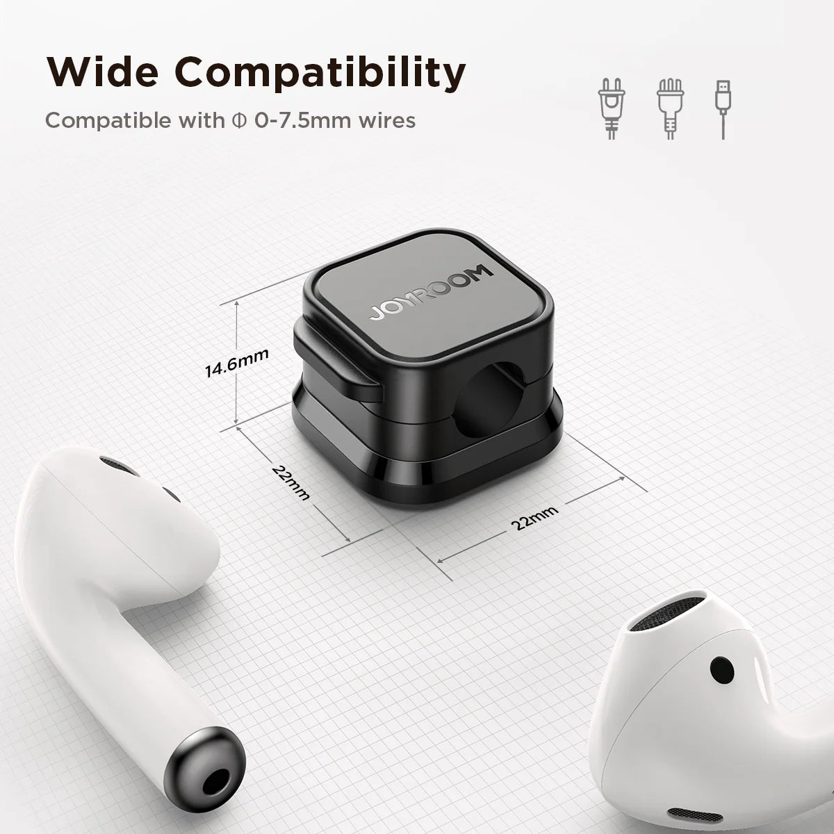 Joyroom JR-ZS368 Magnetic Cable Organizer – 3-Piece Set