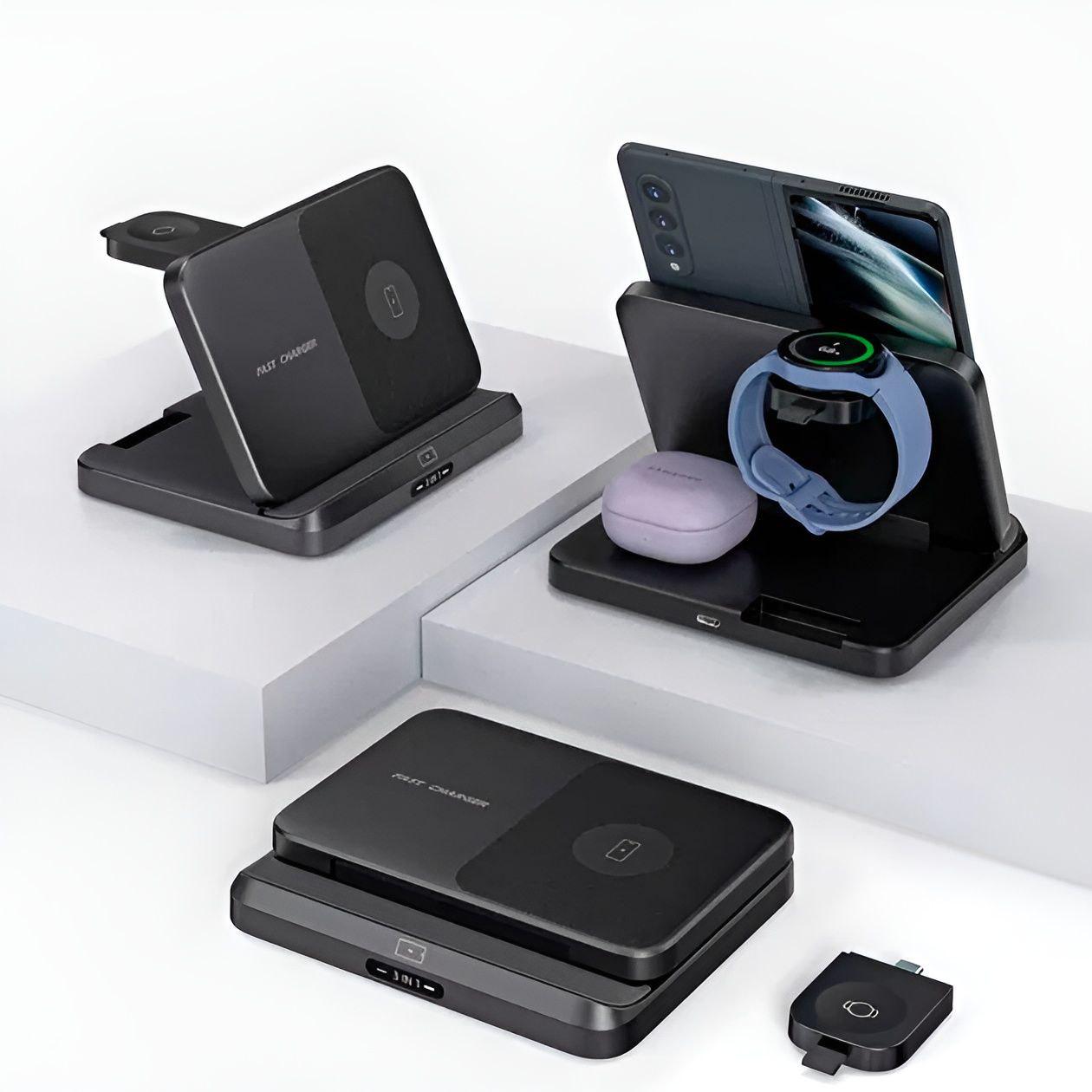 Hoco CQ7 wireless charging desktop stand 15W output,charging for phone, headset and smartwatch