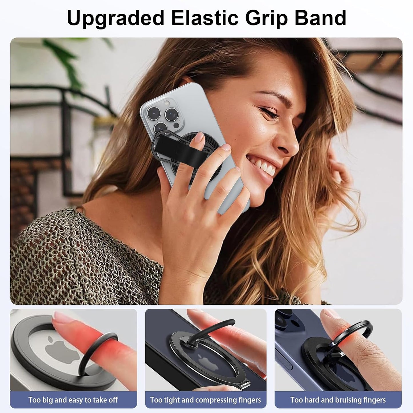 Universal Magnetic Phone Grip – 4-in-1 MagSafe Kickstand & Finger Ring Holder