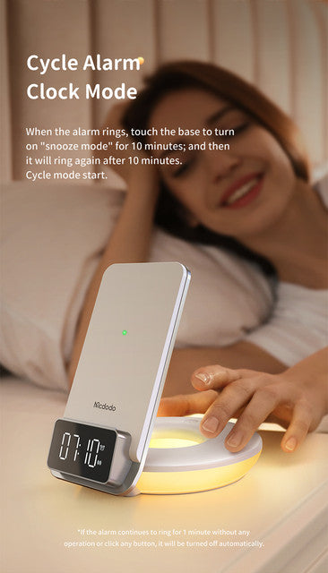 Mcdodo CH-1610 4-in-1 Desktop Wireless Charger with Alarm & Night Lamp html Copy code - Saif Al Najmi Kw