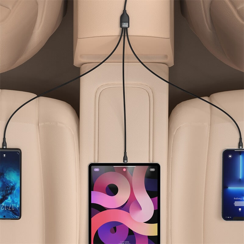 Baseus Flash Series Ⅱ One-For-Three Fast Charging Cable Type-C to M+L+C 100W - Saif Al Najmi Kw