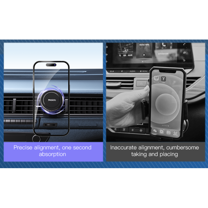 Yesido C126 Magnetic Car Phone Holder – Strong Grip Mount, Black
