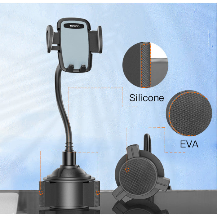 Yesido C112 Long Arm Car Cup Phone Holder – Auto Clamp & Flexible Neck