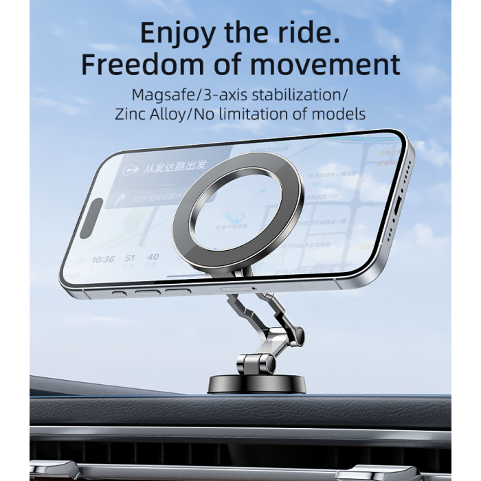 Yesido C203 360° Magnetic Phone Holder – 3-Axis Stabilization, Zinc Alloy Body