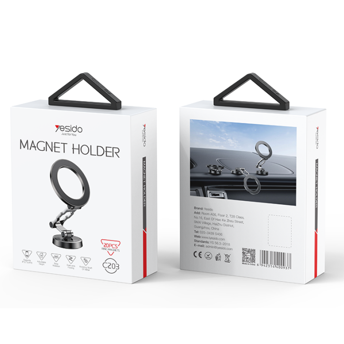 Yesido C203 360° Magnetic Phone Holder – 3-Axis Stabilization, Zinc Alloy Body