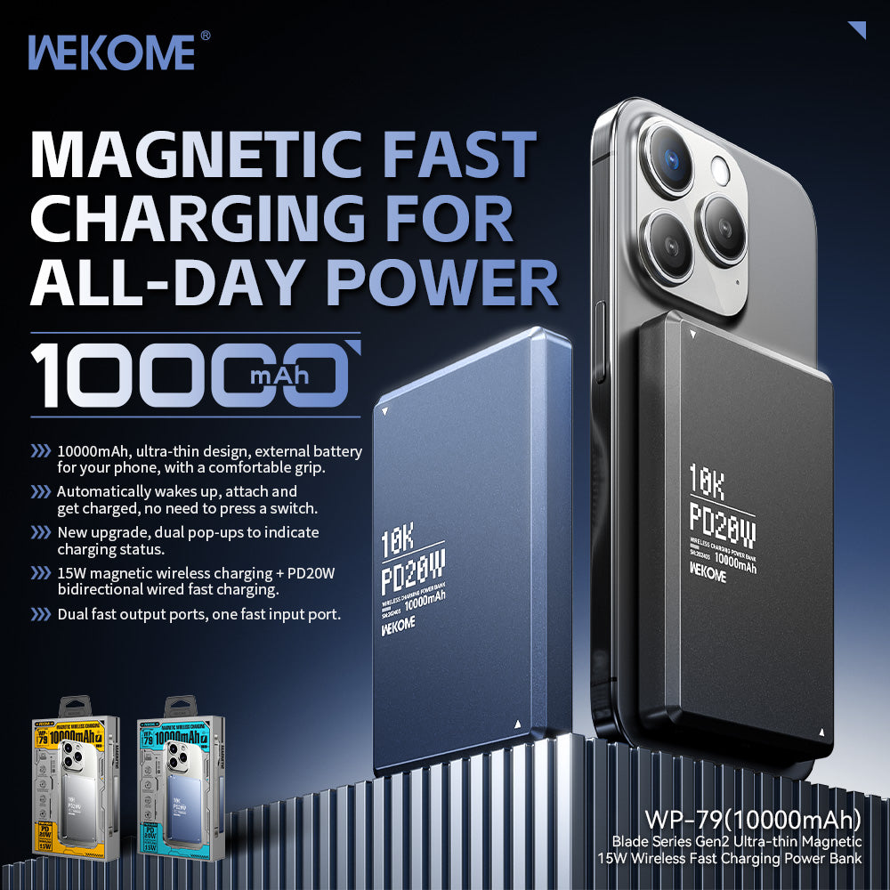 WEKOME WP-79 10000mAh Power Bank - Fast Wireless Charging Portable Power Bank - Saif Al Najmi Kw