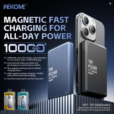 WEKOME WP-79 10000mAh Power Bank - Fast Wireless Charging Portable Power Bank - Saif Al Najmi Kw