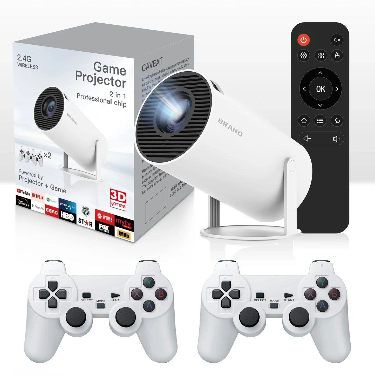 Mini Game Projector M300 – 4K/HD/3D Android Projector with WiFi 6 & Bluetooth 5.4