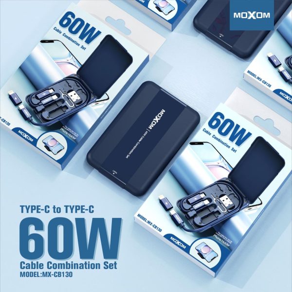 MOXOM MX-CB130 60W CABLE COMBINATION SET PD25W PHONE HOLDER 3 IN 1 CABLE - Saif Al Najmi Kw