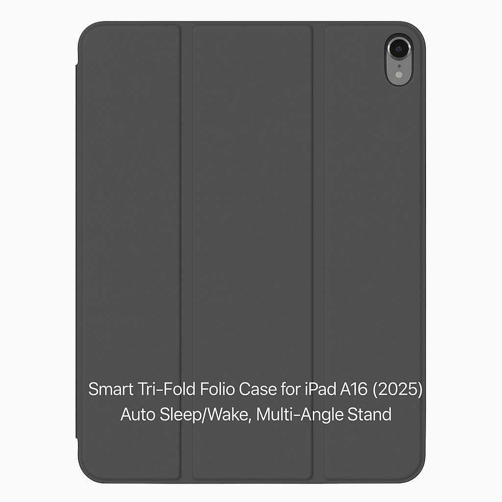 Smart Tri-Fold Folio Case for iPad 10 A16 (2025) – Auto Sleep/Wake, Multi-Angle Stand with pen slot