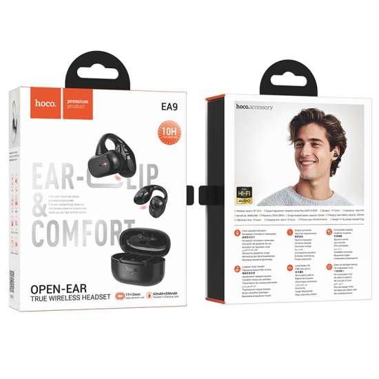 Hoco EA9 Clear sound clip-on true wireless BT headset - black - Saif Al Najmi Kw