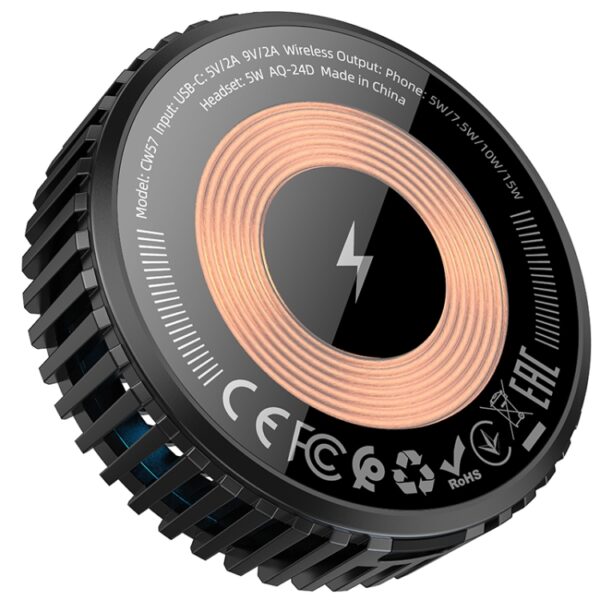 Hoco CW57 Air Cooled 15W MagSafe Magnetic Wireless Fast Charger – Black - Saif Al Najmi Kw