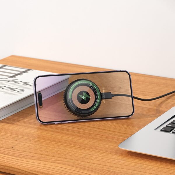 Hoco CW57 Air Cooled 15W MagSafe Magnetic Wireless Fast Charger – Black - Saif Al Najmi Kw