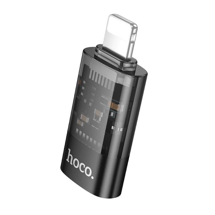 Hoco UA36A 8 Pin Male to USB-C / Type-C Female OTG Transparent Adapter – Black