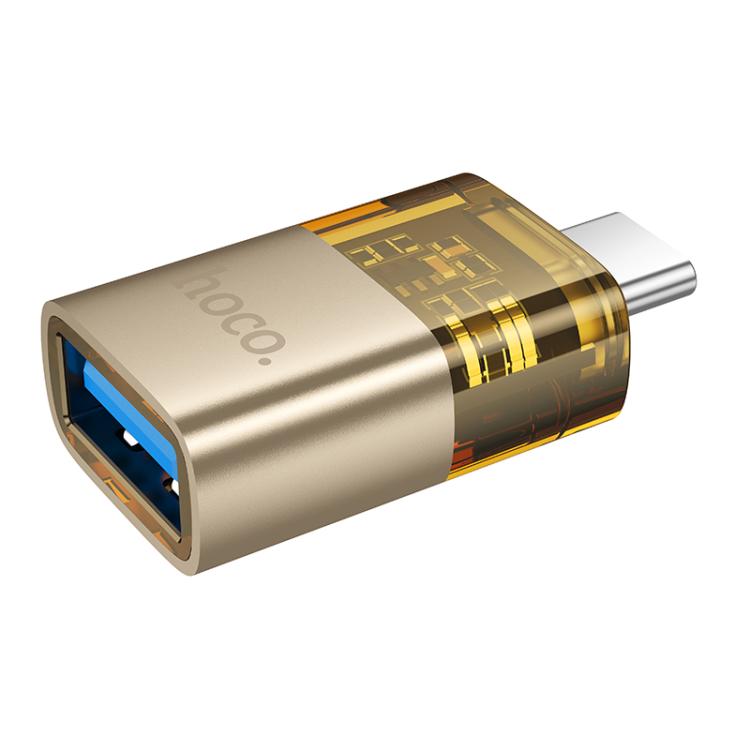 Hoco UA36B USB-C / Type-C Male to USB Female OTG Transparent Adapter – Gold