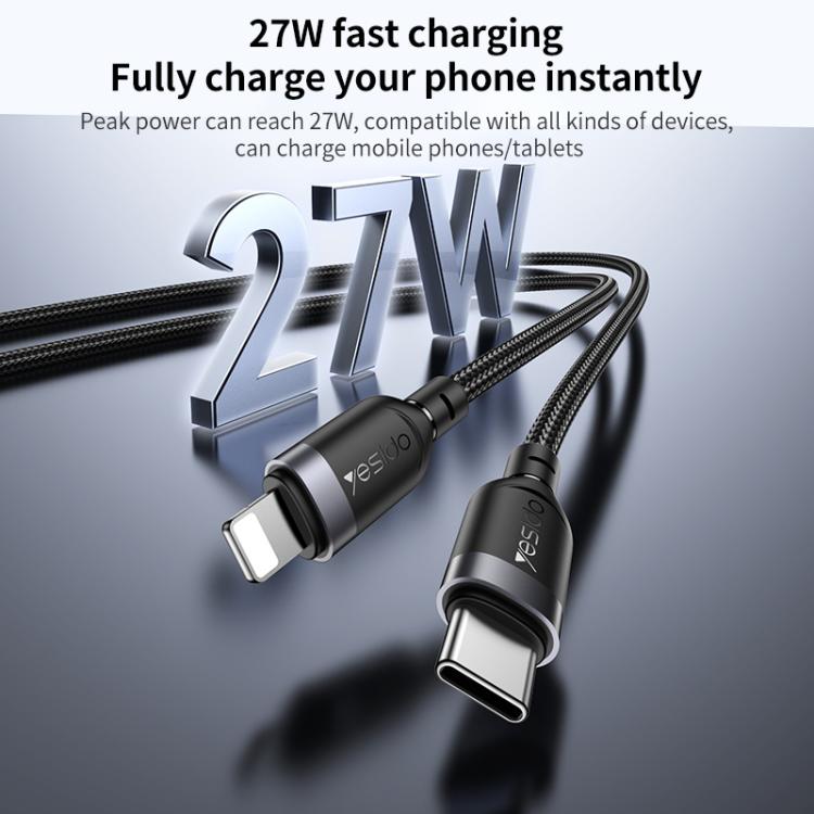 Yesido CA193 27W Type-C to Lightning Data Cable – 3m (Black)