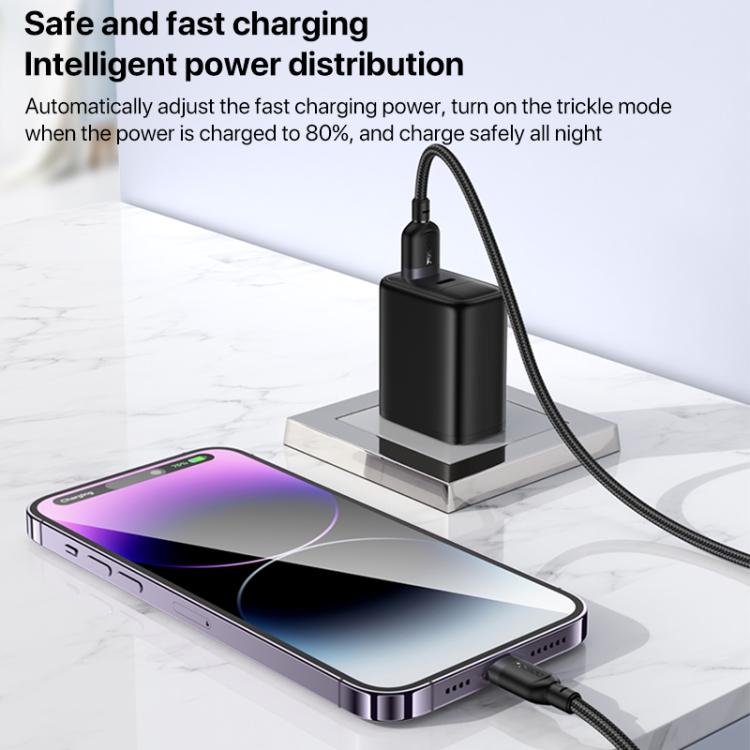 Yesido CA134L USB to 8-Pin Charging Data Cable – 3M, 12W (Black)