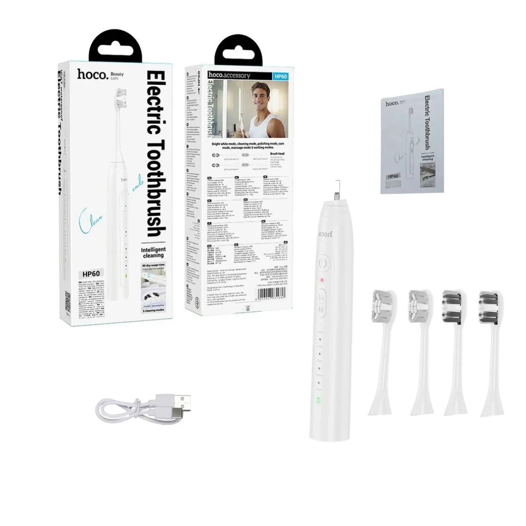 Hoco HP60 Rechargeable Electric Toothbrush – 4 Replacement Heads Included