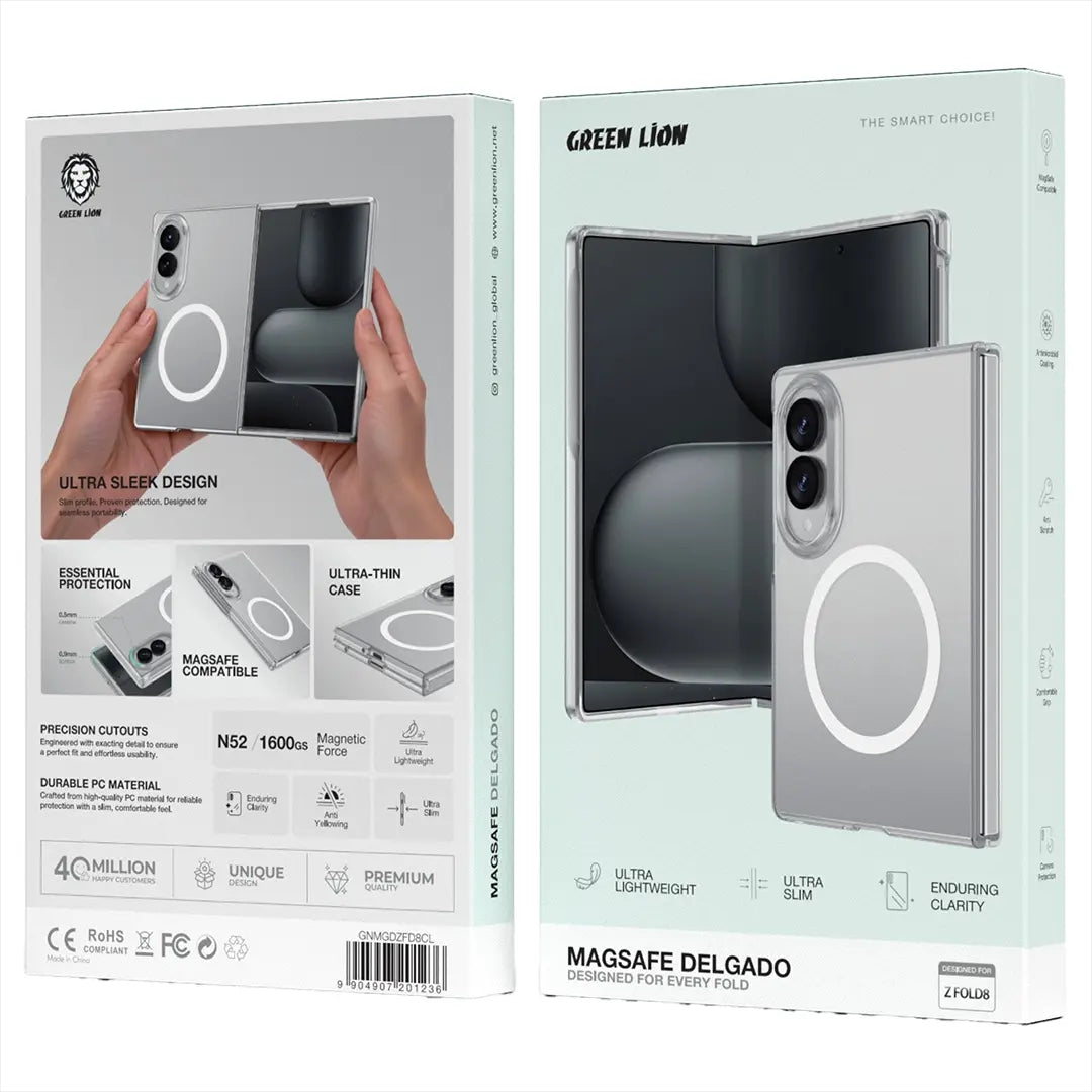 جراب Green Lion MagSafe Delgado لهاتف Samsung Galaxy Z Fold 8 – شفاف