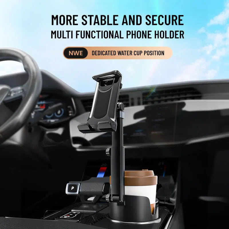 Adjustable Arm Car Cup Tablet Holder – 360° Mount for 5.5"–7.9" Devices