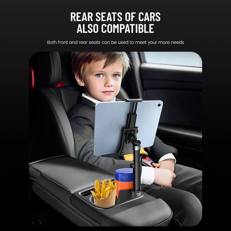 Adjustable Arm Car Cup Tablet Holder – 360° Mount for 5.5"–7.9" Devices