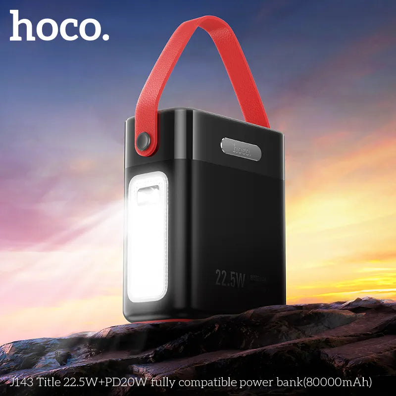 HOCO J143 80000mAh Power Station – 22.5W Fast Charging Power Bank with Desk Lamp & Display - Saif Al Najmi Kw